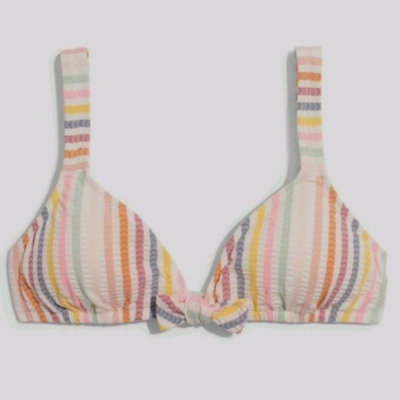 Madewell Other - Madewell Tie-Front Bikini Top in Seersucker Stripe